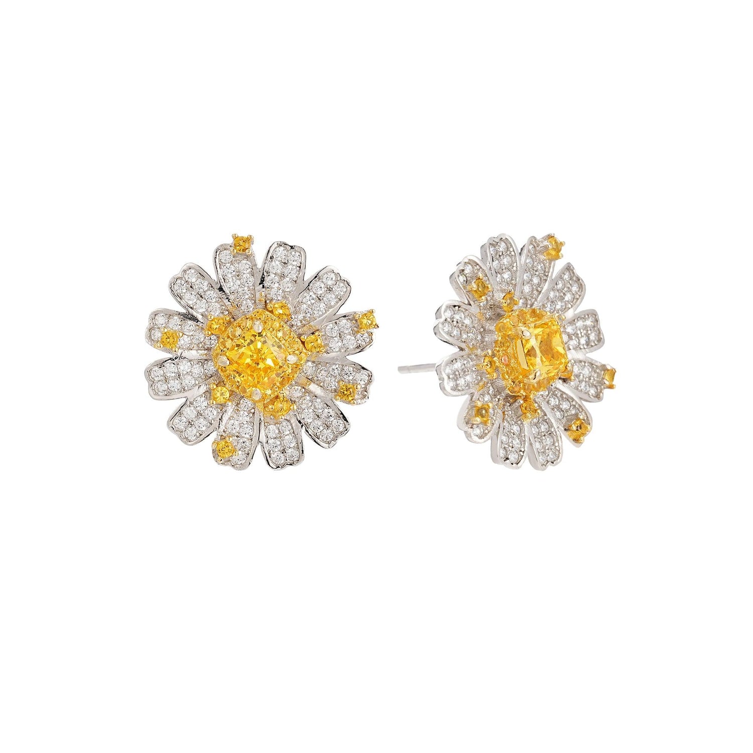 Yellow Diamond Daisy Earrings1
