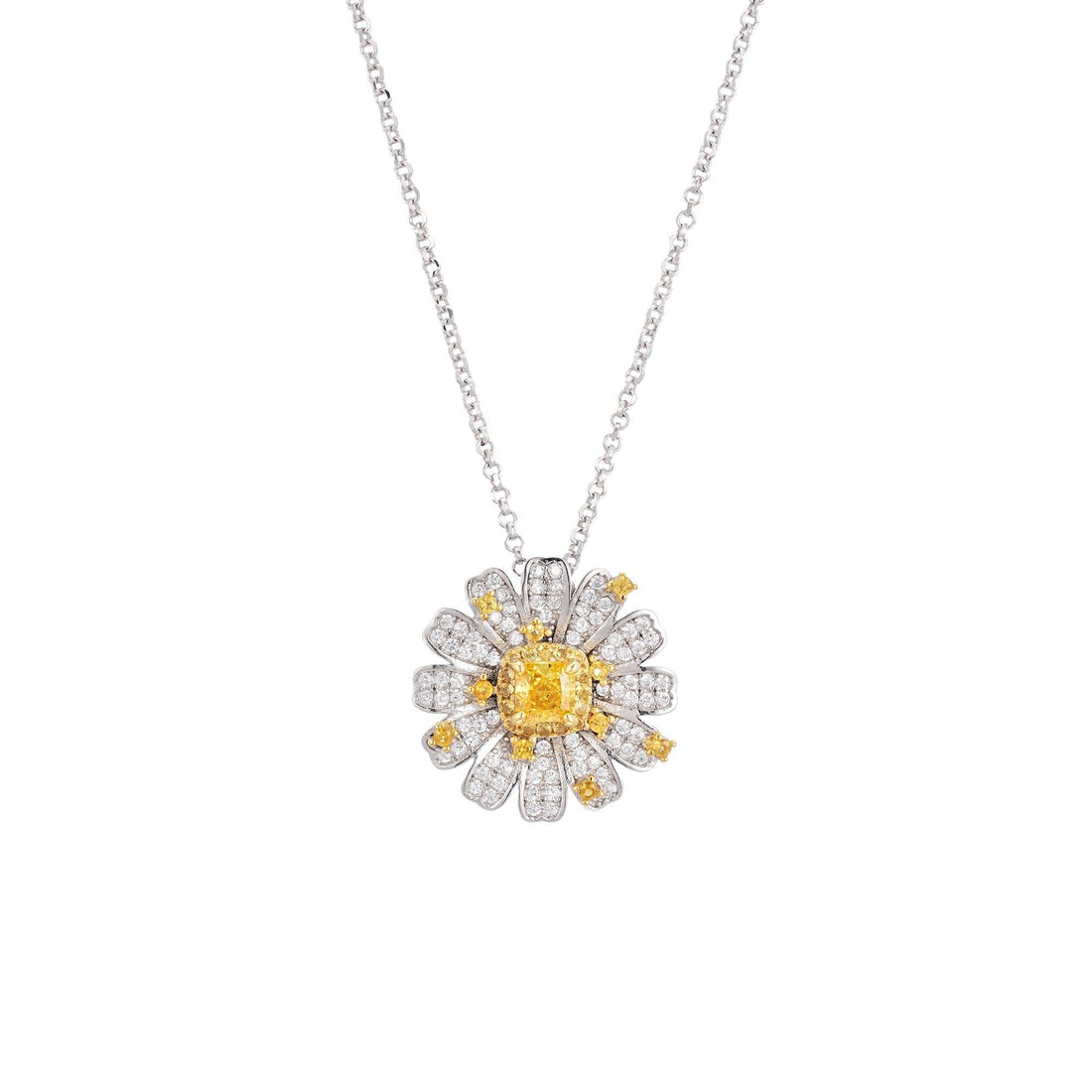 Yellow Diamond Daisy Necklace1