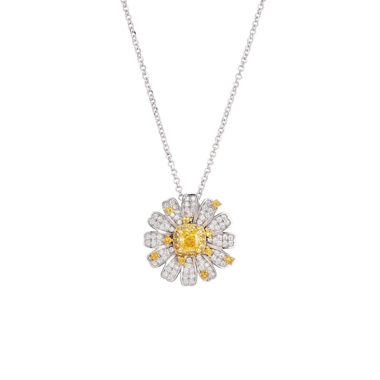 Yellow Diamond Daisy Necklace1