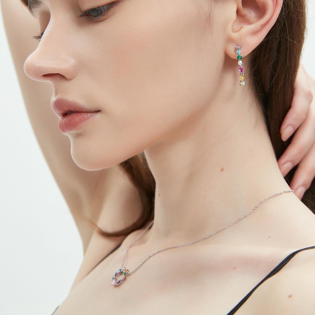 Colorful Zircon Circle Necklace 4