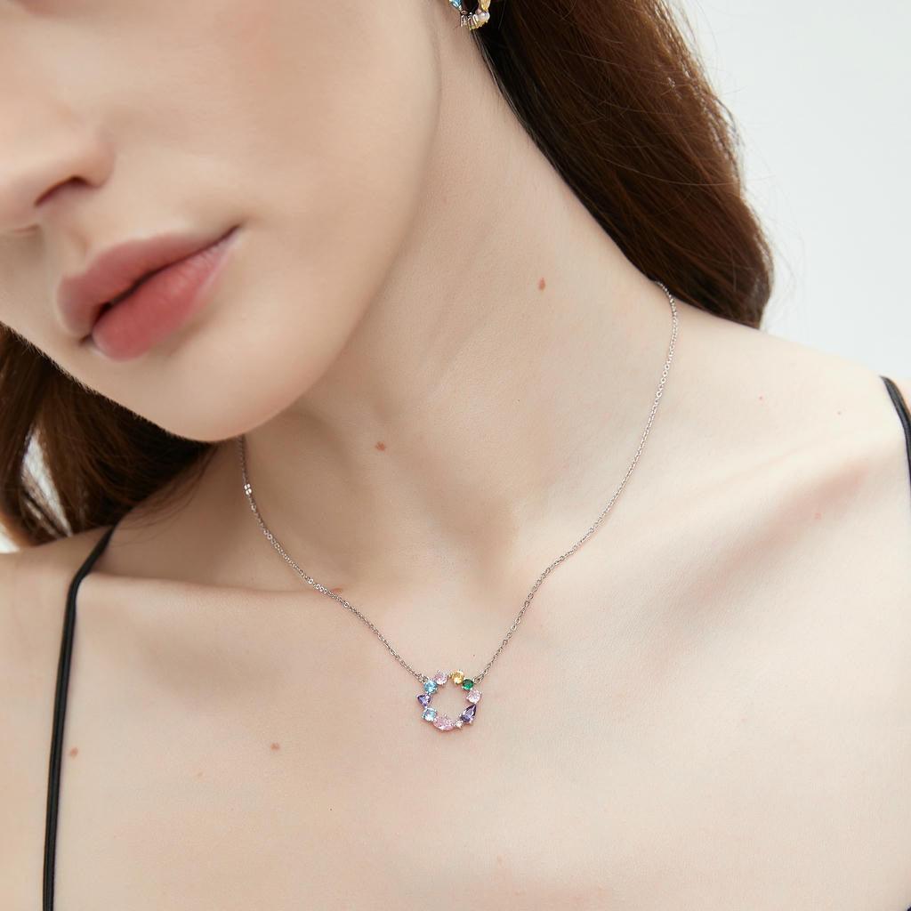 Colorful Zircon Circle Necklace 2
