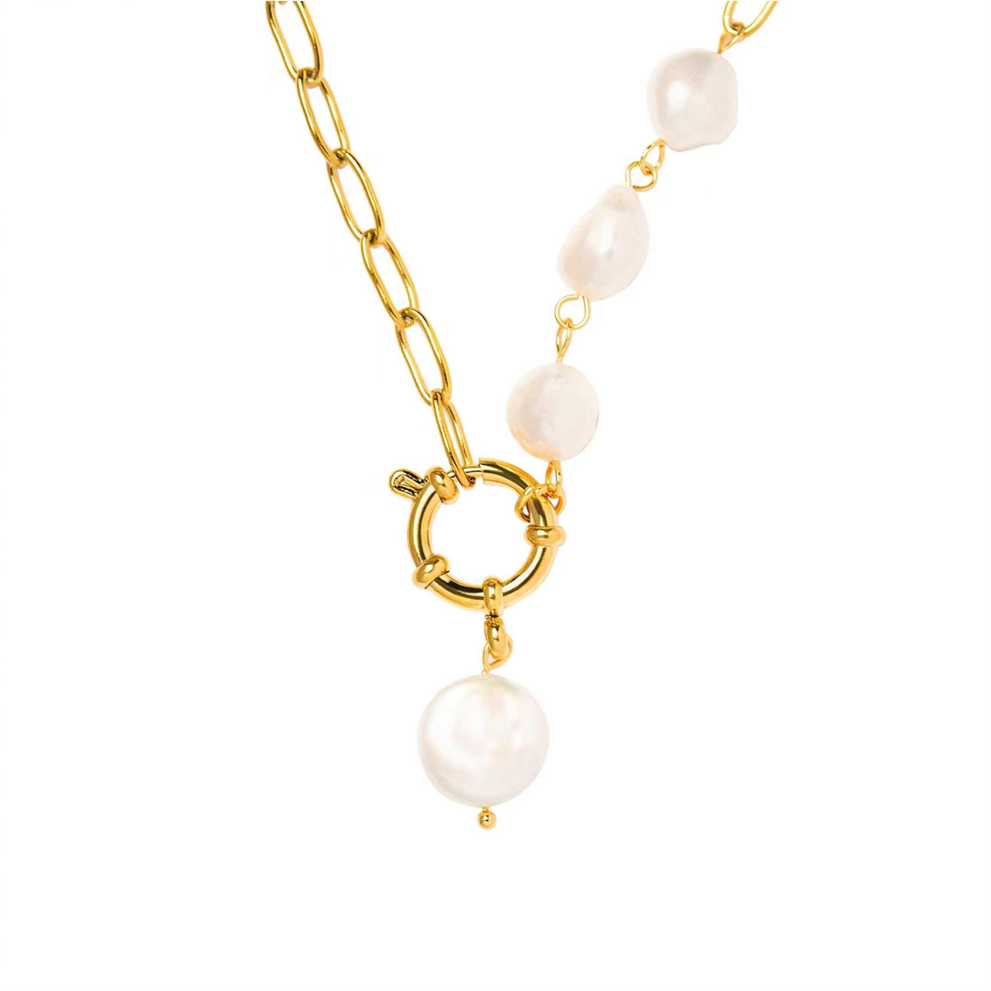 Paperclip Chain Pearl Necklace8