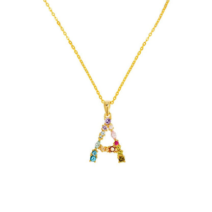 Rainbow A Letter Pendant1