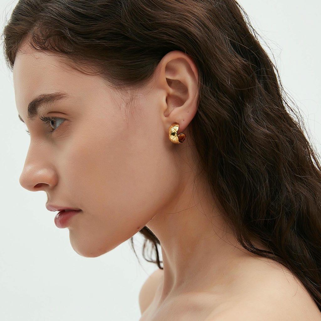 Quilted Dome Huggie Earrings2