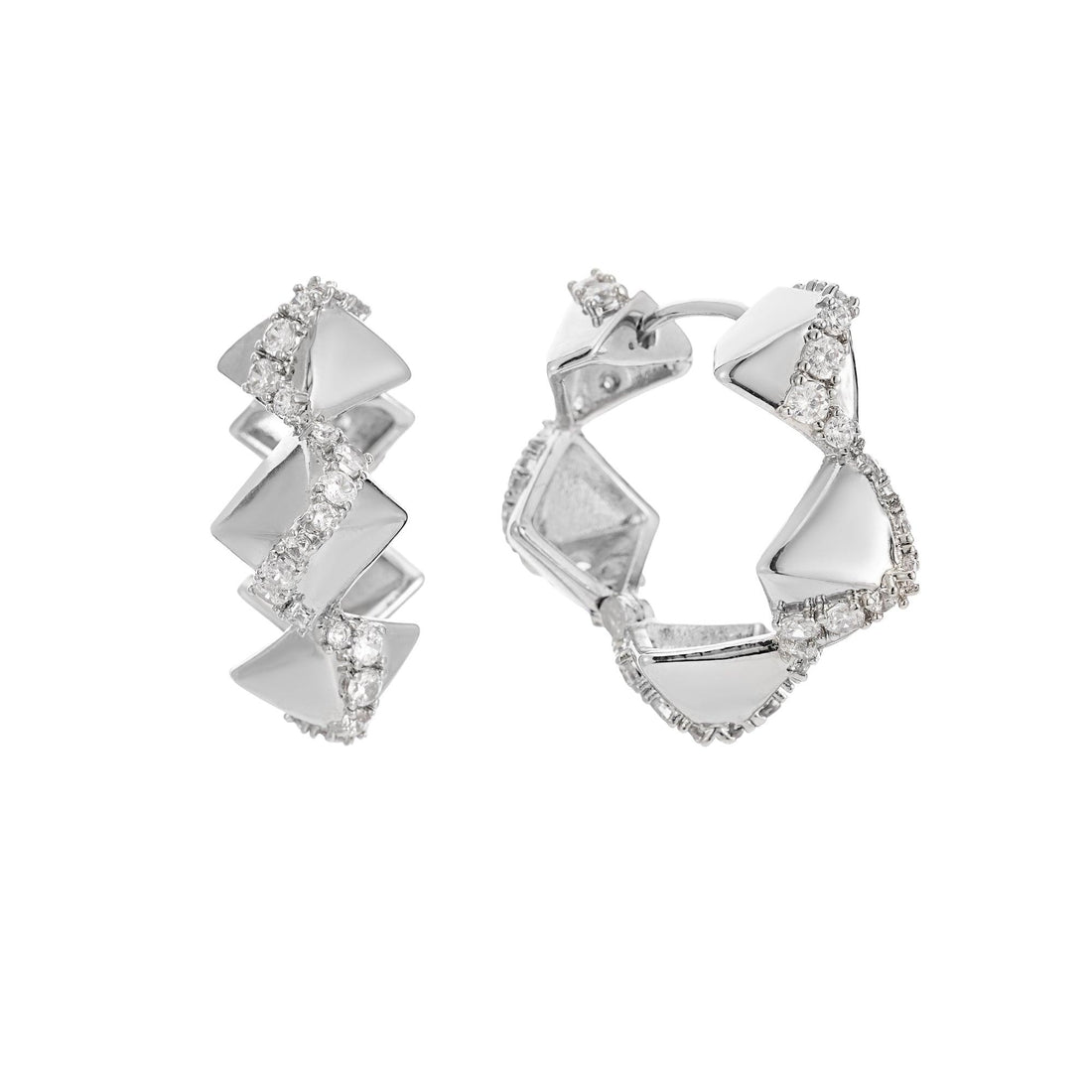 Geometric Shard Diamond Hoop Earrings 1