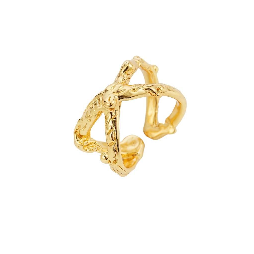 Double Layers Cross X-Shape Ring 1