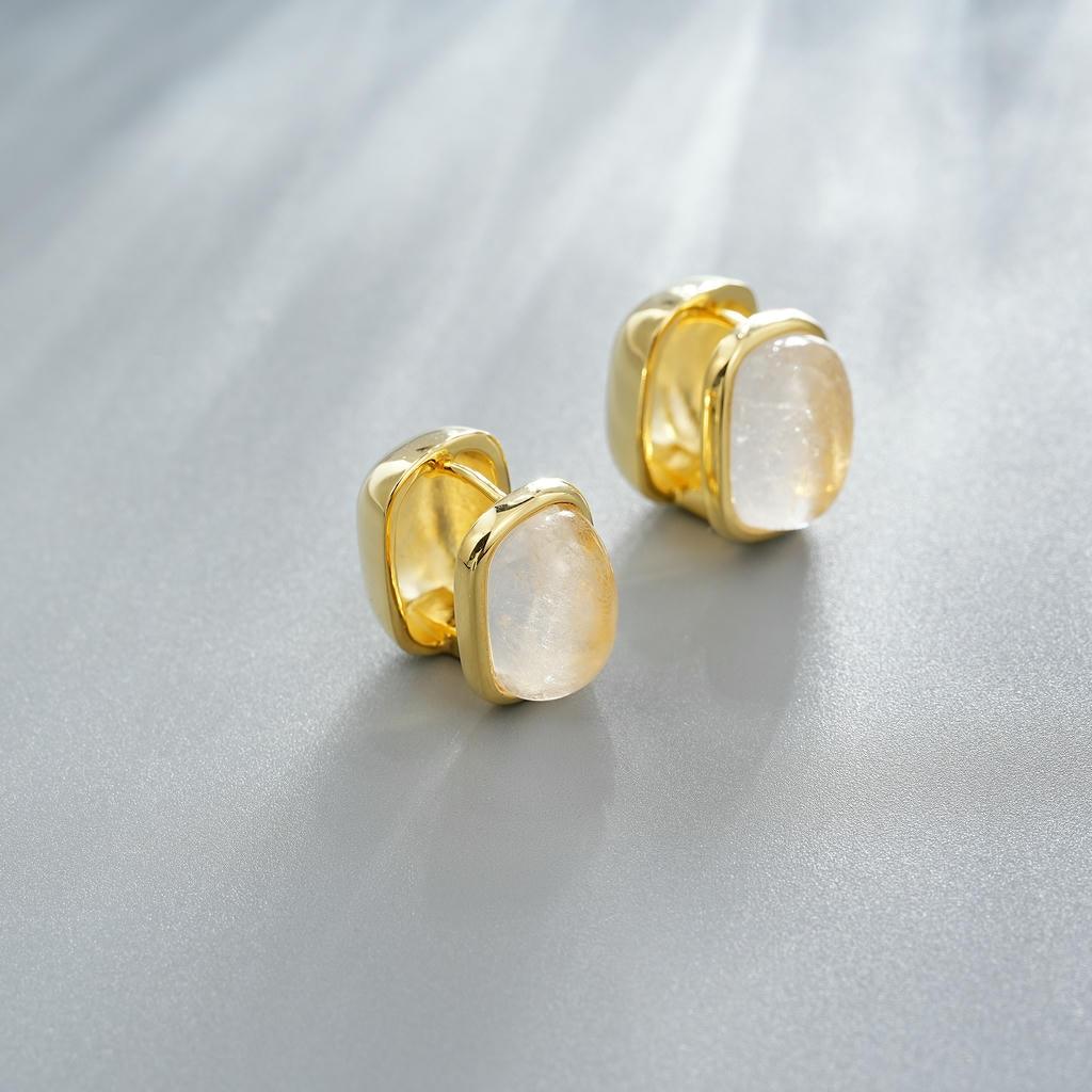 Classic White Stone Stud Earrings 6